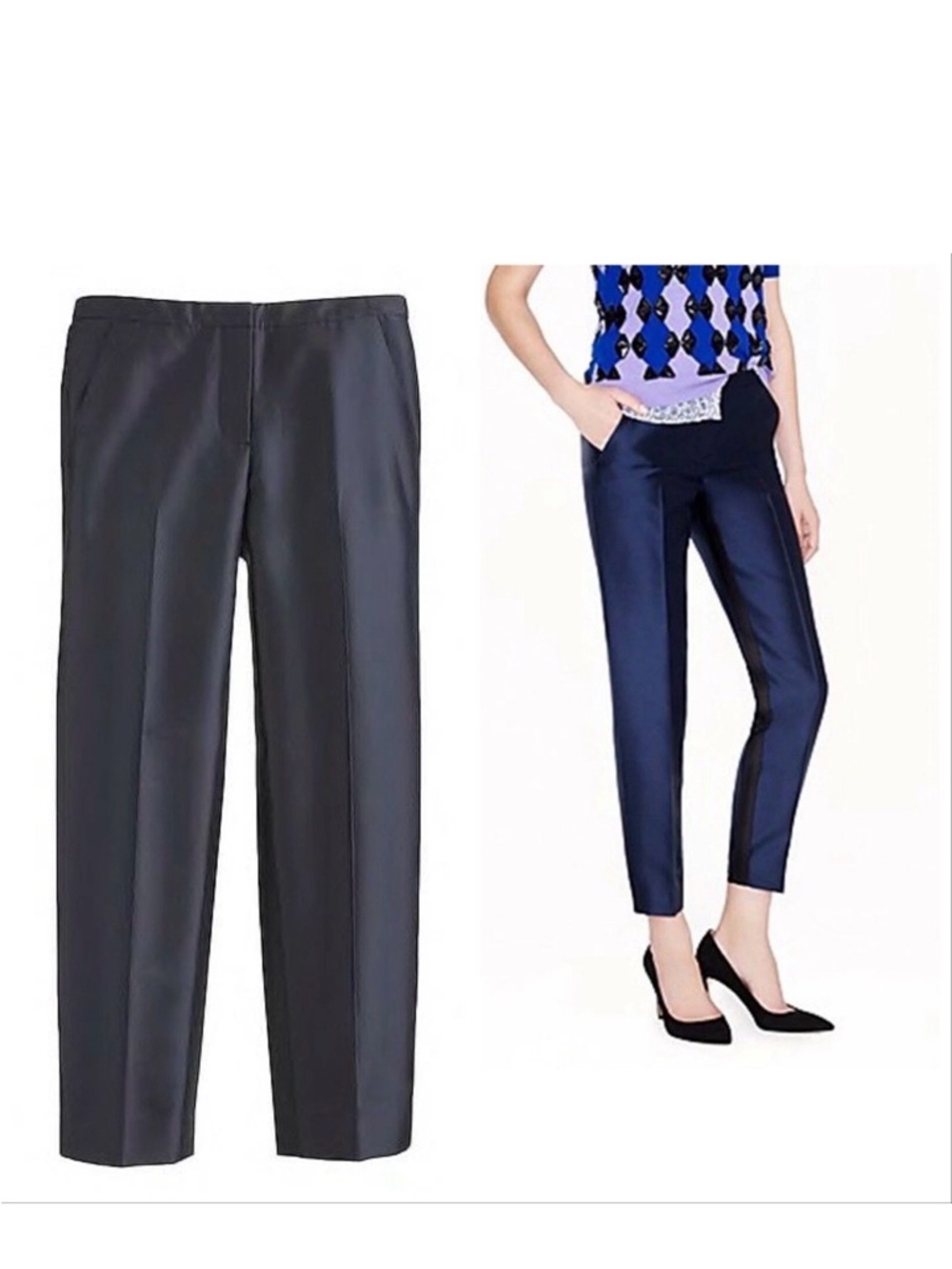 J.CREW COLLECTION Size 2 Cafe crop pants in wool-silk twill NAVY 04354 $298